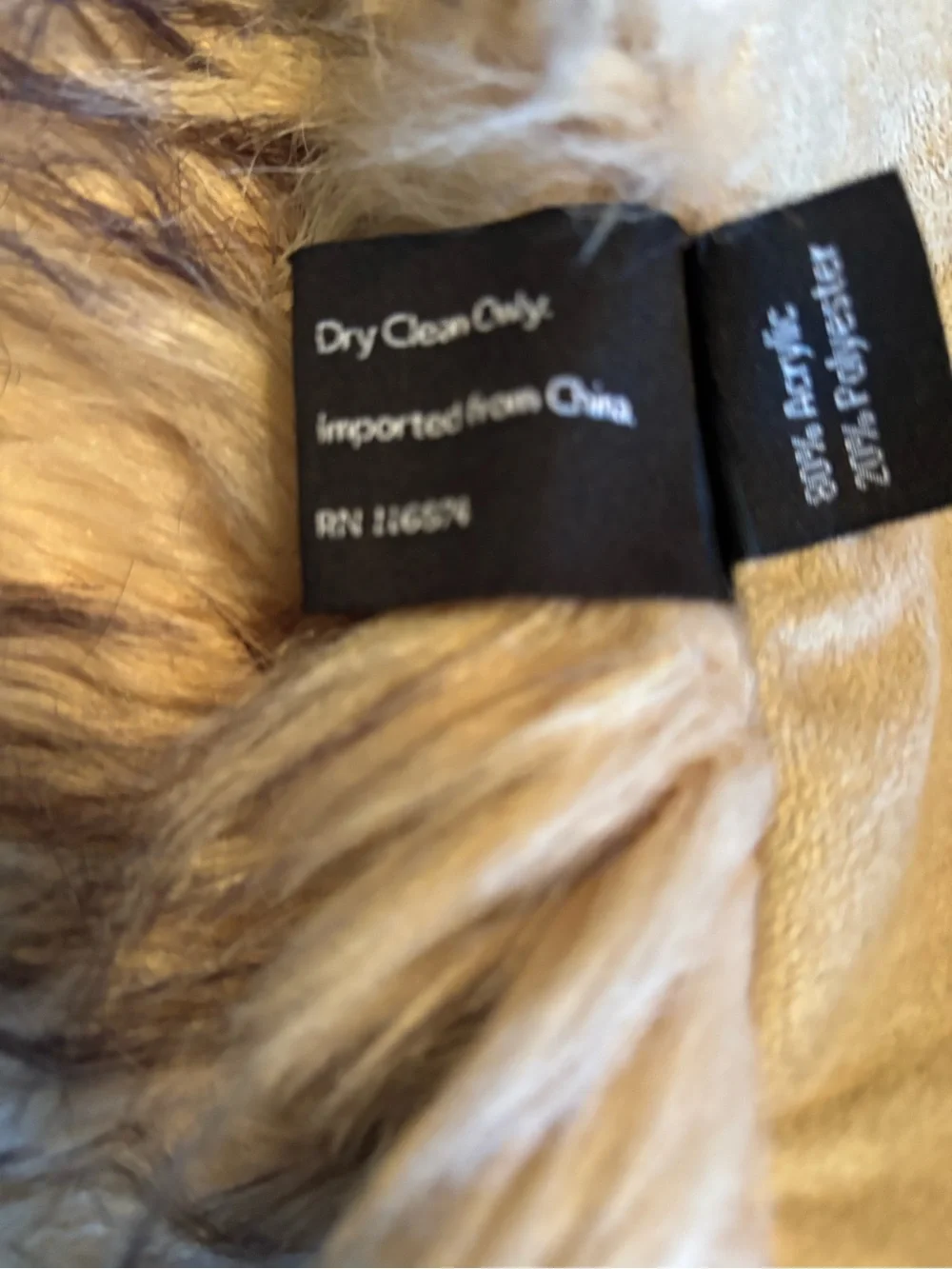 Ballard Design Luxury Frosted Blonde & Brown Fox Faux Fur Throw Suede Lining